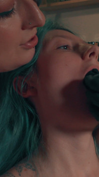 Dirty Sock Gag Hand Over Mouth - Stepmom Punishes Skinny Stepdaughter in the Kitchen
