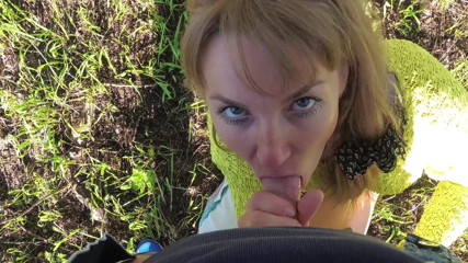 Sasha Bikeyeva: Risky outdoor sex pov. Stranger fucked a Russian slut Milf...