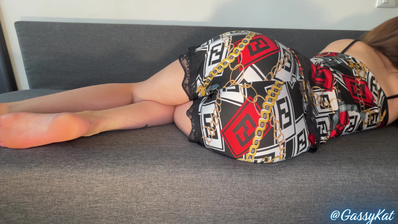 GassyKat: POV Fart Show in Tiny Pajamas on the Couch