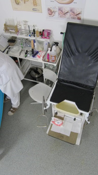 Recording of rectal temperature measurement of naked female