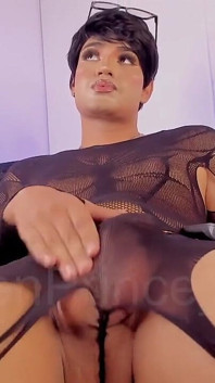 Good Boy Femboy Ken Masturbates in Tights and Asks to Be Watched
