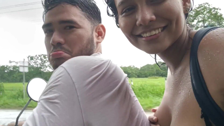 EMY_AND_JONH: Showing My Tits on the Road and Giving Blowjob to...