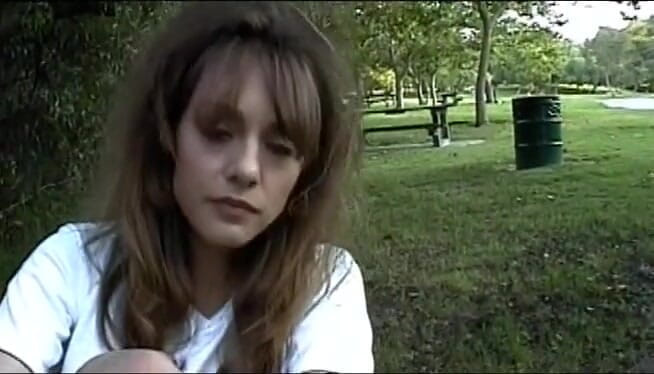 Public Lust: Brunette slut tugs guy's cock outdoors