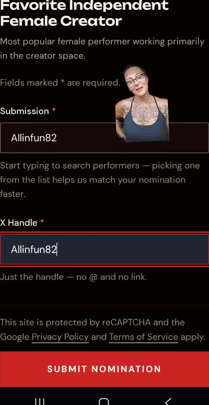 Allinfun82: Help Me Get Nominated for Avns 2027