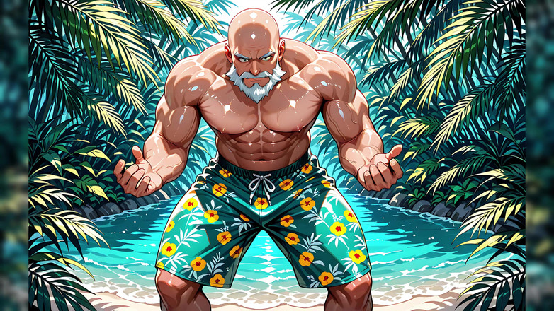 Erotic Man: Handsome Bald Old Man Shirtless