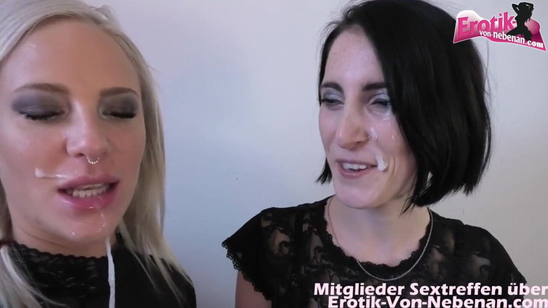 Erotik Von Nebenan: Amateur threesome with a blonde slut and a brunette teen...