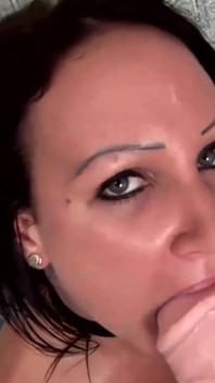 Brunette does dildo fuck in the bathroom