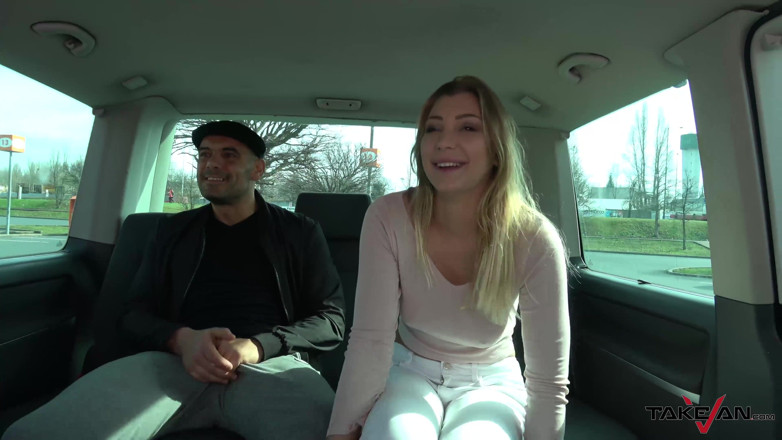 Take Van: Racing van takes blonde on the street for a ride...