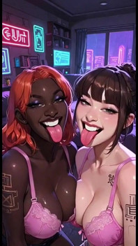 Krásné lesbičky jazyk a líbání fetiš, ai animace