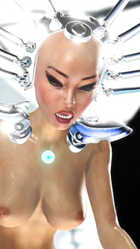 Super seksowny android dickgirl rucha gorącego hebanu na statku kosmicznym