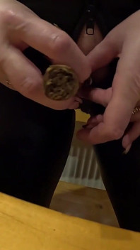 Leather Pants & Fat Cigar Anal Tease - Smoking, Pussy Show & Deep Masturbation