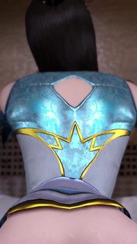3D Obrovská prsa Cosplay děvka podvádí s velkým starým čůrákem