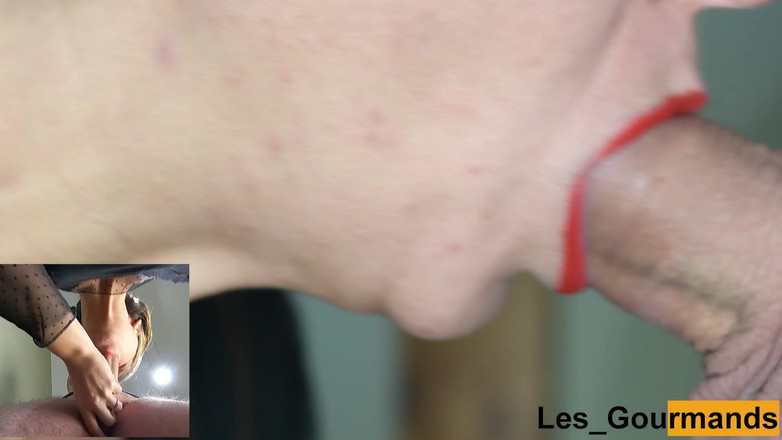 Les Gourmands: 巨根フェラと下からの嚥下ビュー