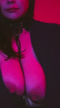 Sexy Pierced MILF Chained to Her Collar by Her Nipples