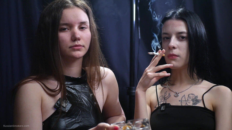 Russian Smokers: Two Seductive Smokers - Dark Room Tease &amp; Intense Eye Contact