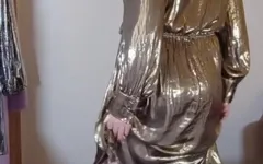 Hot Crossdresser in Sexy Gold Metallic Dress