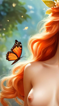 Ai artist nude - linda mulher segurando gardenia com jóias de diamante topaz-laranja
