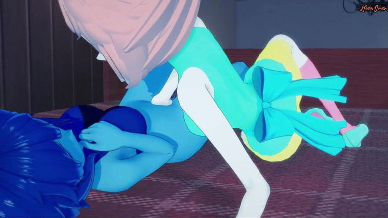Hentai Smash: Crystal Gems Pearl and Lapis have lesbian sex on a...