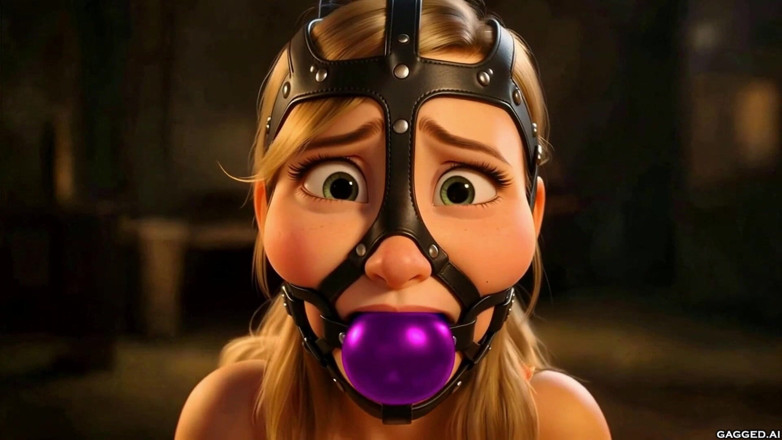 Gagged AI Cartoons: Olivia disiksa sampai lubangnya menganga