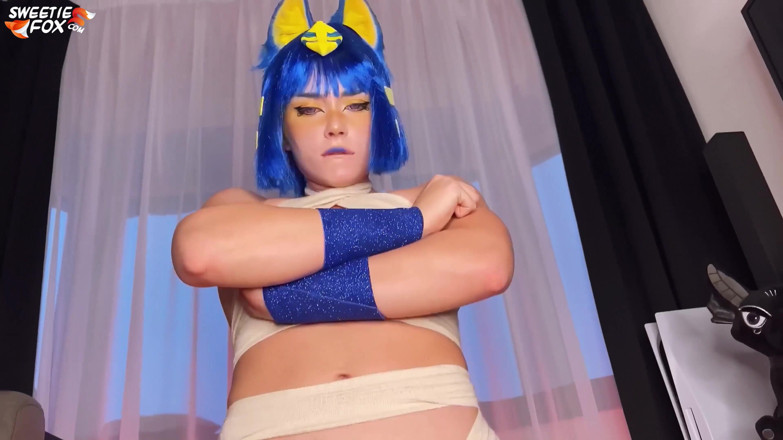 Sweetie Fox: Wersja porno Ankha cowgirl i głębokie obciąganie