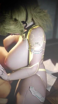 操桌子上站着传教士的丰满机器人女孩