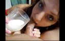 Orgsex: Pijpen door Nathalie met melk