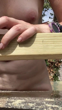 Naked Woodworking in My Shared Access, Very Overlooked Garden That 5 Sets of Neighbours Can See Into!
