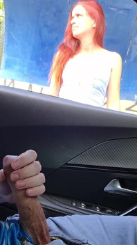 Risky Handjob When Driving I Called Beautiful Redhead to See My Cock Until I Cum!