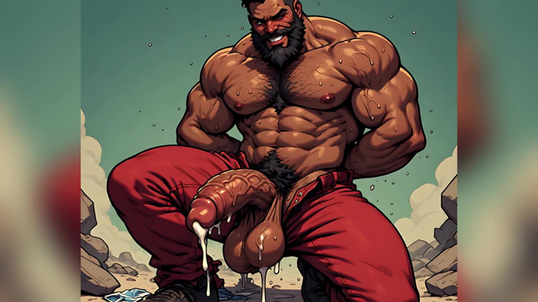 Erotic Man: Peluda musculosa Monstro Dong Art