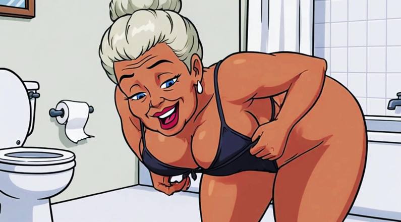 AI Porn: Ai scény v koupelně škádlení třesoucího se zadku