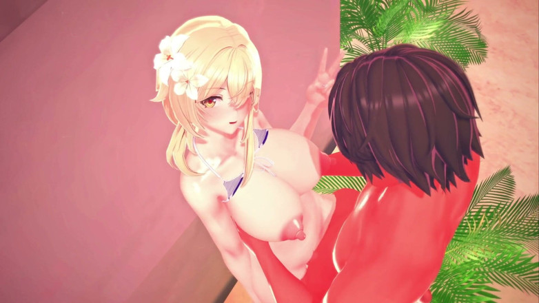 NSFWOtaku: Genshin Impact - Lumine Outdoor Beach Sex - 3D Hentai Animations