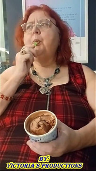 Nurse Vicki Eats Here Lunch and Then Enjoys Some Yummy Ice Cream