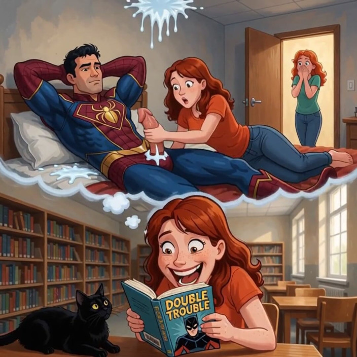 My night collection: Library Daydream She Rides the Hero While Her Roommate Walks...