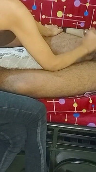 While Taking Nap She Take the Chance Made Me to Her for Handjob with Oiled