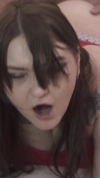 Sh His Cum Flows Out of Her Pussy While She Fucks Him with a Strap-on - Chastity Belt, Blowjob