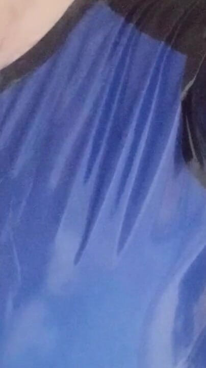 Latex Boy in Blue Black Latex Swimwear in the Shower (LatexBoyNZ)