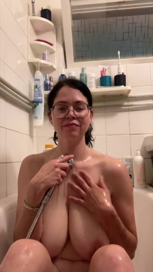 Washing and Bouncing My Huge Tits in My Home Bathtube