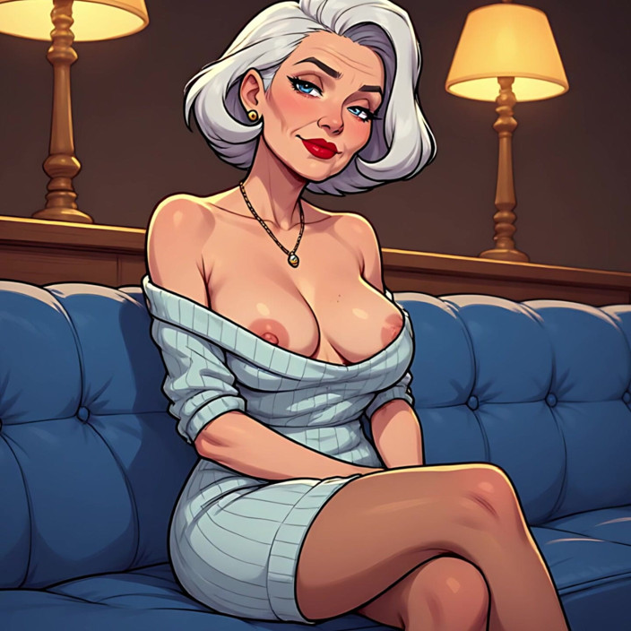 AI Porn: Cewek seksi dengan rambut kartun dengan toket aduhai lagi asik...