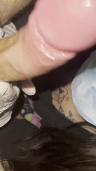Latina Slut Giving a Handjob in Tigth Latex Gloves