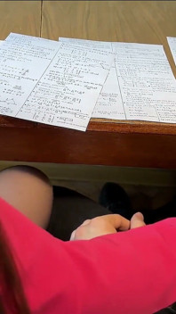 Goodbye, Math and College!!! Classmate Gave Me a Handjob Under the Table on the Last Day of College