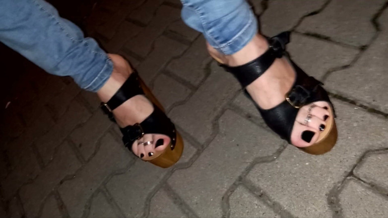 Heelex: Crossdresser Shows off Her Beautiful Feet in High Heel Wedges...