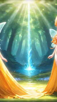 Courbes enchantées - des fées à forte poitrine dans une forêt magique et lumineuse