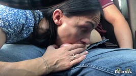 Stepmom makes a DeepThroat to Stepson in the car to the ThroatPie