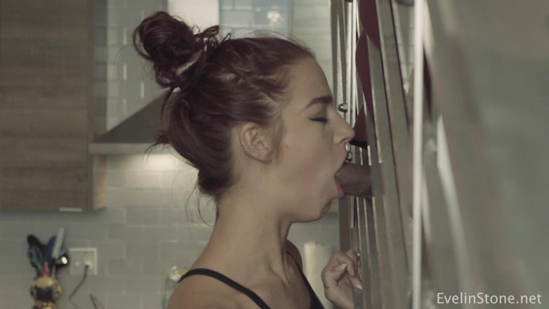 Evelin Stone: Stairwell Glory Hole BJ Facial Swallow