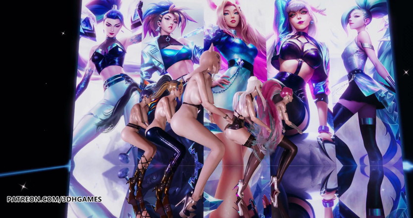 3D-Hentai Games: Everglow - Nahý tanec Dun Dun Ahri, Akali, Evelynn, Kaisa, Seraphine 3D...
