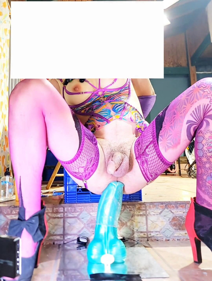 Benito414: Cute TS Sissy Transgender Sexy Lingerie Riding Big Anal Dildo...