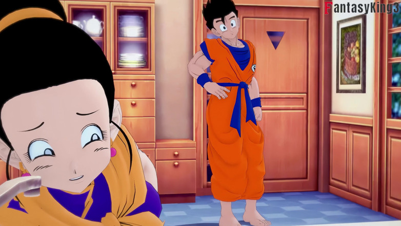 Fantasy king: Chichi se queda atrapada en el fregadero y Gohan la...