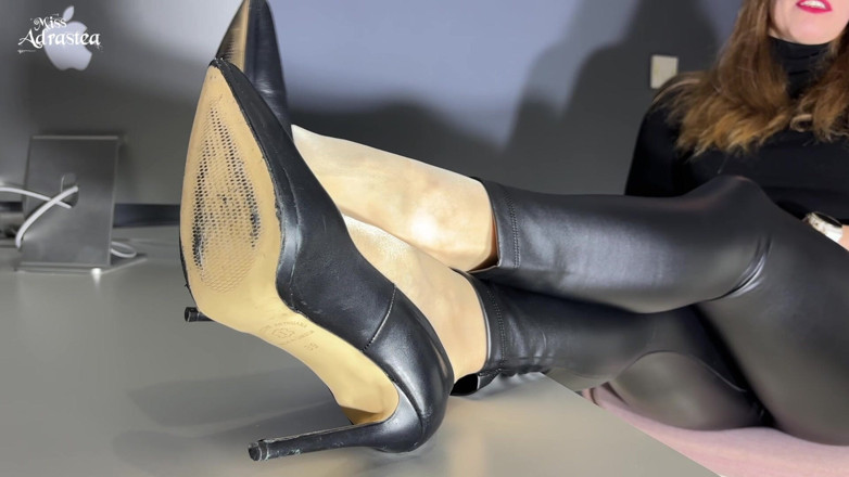 Miss Adrastea: Sweaty Nylon Feet and Smelly Shoe Sniffing with Pantyhose Domination!