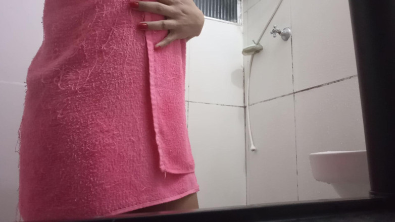 AngelMature: Brunette Trans Masturbating in the Shower on Valentine's Day