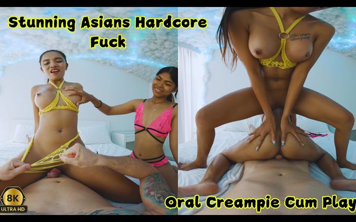 AsianSexVR: 小柄なアジアのティーンとフィット熟女ハードコアディックライド口の中で射精